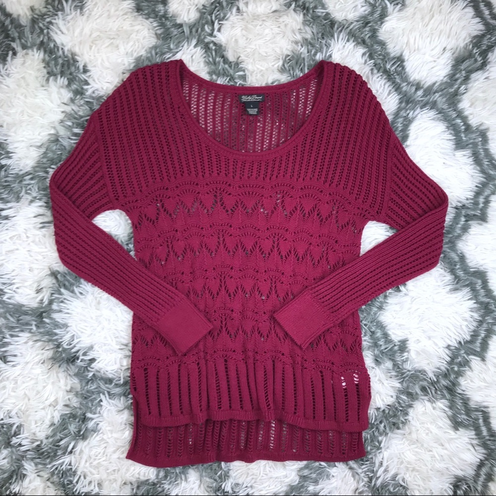 Lucky Brand Women’s Knit Sweater Large Maroon